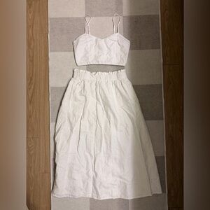White Women's two piece skirt & crop top set
